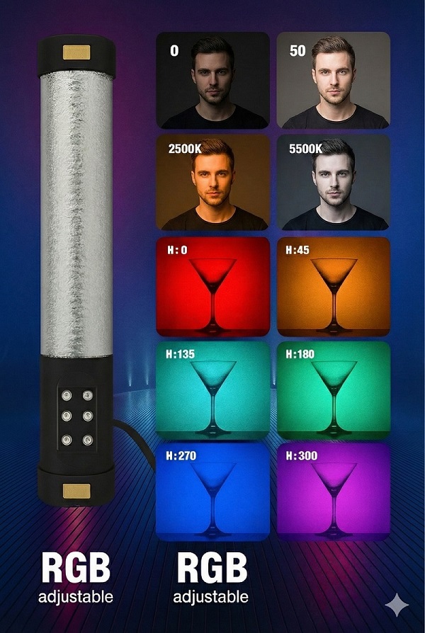 RGBWW adjustable led light wand