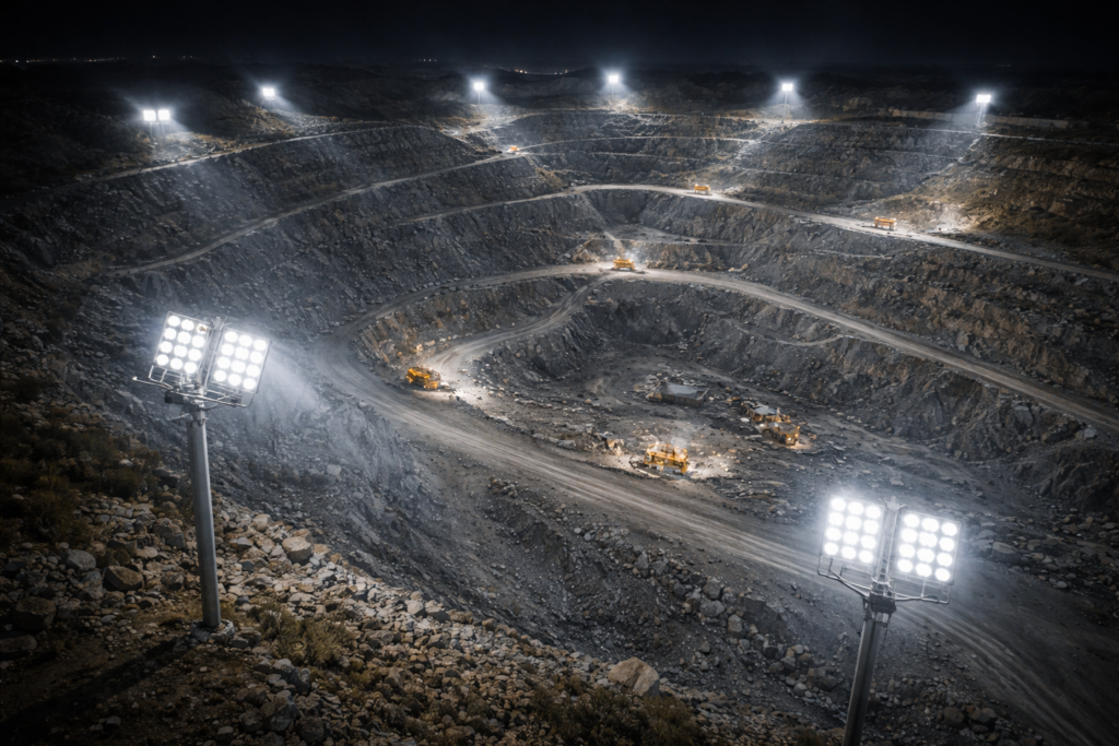 open mine pitch lighting